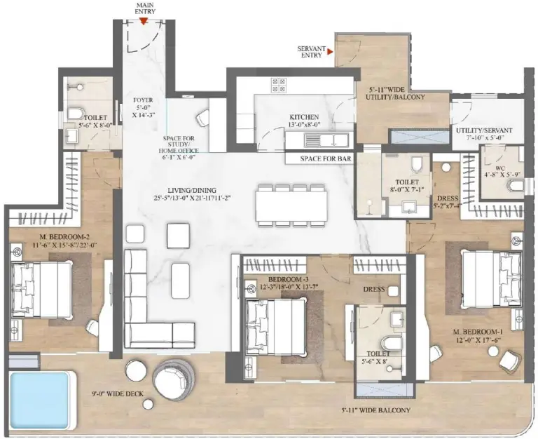 Smart World The Edition 3.5 BHK Floor Plan